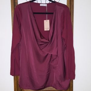 Lovely wine cowl neck top, NWT, XL